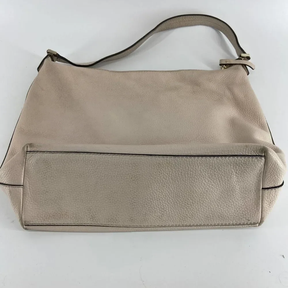 Kate Spade Cream Pebble Leather Boho Shoulder Bag Purse